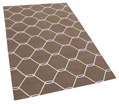 Geometric Duri Brown Geometric Cotton Wool Handmade Area Rug 3'5'' x 5'5''