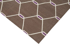 Geometric Duri Brown Geometric Cotton Wool Handmade Area Rug 3'5'' x 5'5''