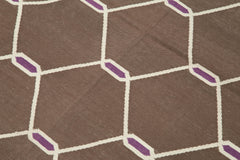 Geometric Duri Brown Geometric Cotton Wool Handmade Area Rug 3'5'' x 5'5''