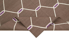 Geometric Duri Brown Geometric Cotton Wool Handmade Area Rug 3'5'' x 5'5''