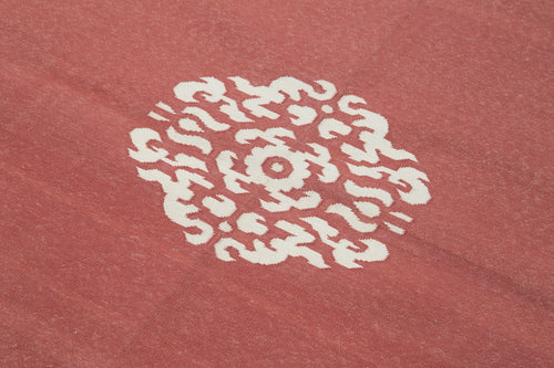 Handmade Area Rug - Vintage Turkish Carpet 3'8"x5'7" Red Geometric Pattern Wool Cotton