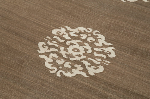 Duri Brown Geometric Cotton Wool Handmade Area Rug 3'7'' x 5'5''