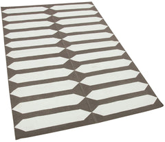 Duri Brown Geometric Cotton Wool Handmade Area Rug 3'7'' x 5'6''
