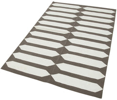 Duri Brown Geometric Cotton Wool Handmade Area Rug 3'7'' x 5'6''