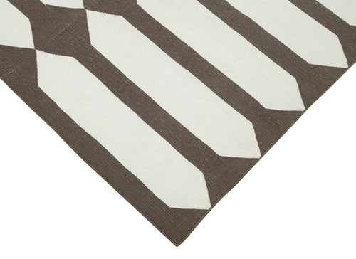 Duri Brown Geometric Cotton Wool Handmade Area Rug 3'7'' x 5'6''
