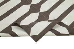Duri Brown Geometric Cotton Wool Handmade Area Rug 3'7'' x 5'6''