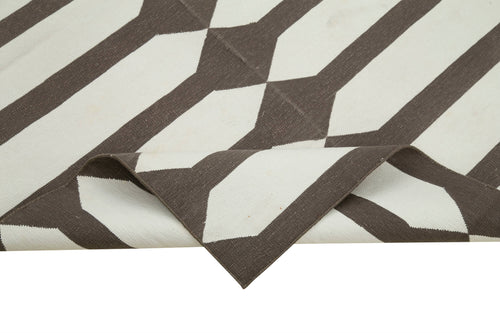 Duri Brown Geometric Cotton Wool Handmade Area Rug 3'7'' x 5'6''