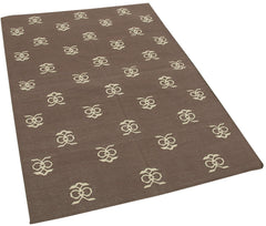 Handmade Area Rug - Brown Geometric Cotton Wool Rug, Soft Textured Floor Covering 3'7''x5'4''