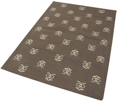 Handmade Area Rug - Brown Geometric Cotton Wool Rug, Soft Textured Floor Covering 3'7''x5'4''
