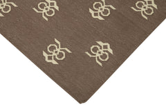 Handmade Area Rug - Brown Geometric Cotton Wool Rug, Soft Textured Floor Covering 3'7''x5'4''