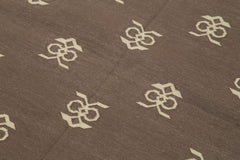 Handmade Area Rug - Brown Geometric Cotton Wool Rug, Soft Textured Floor Covering 3'7''x5'4''