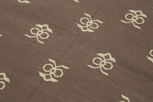 Handmade Area Rug - Brown Geometric Cotton Wool Rug, Soft Textured Floor Covering 3'7''x5'4''