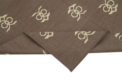 Handmade Area Rug - Brown Geometric Cotton Wool Rug, Soft Textured Floor Covering 3'7''x5'4''