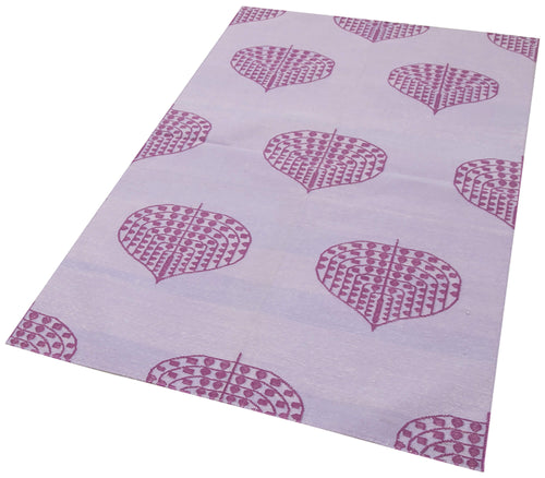 Geometric Duri Pink Geometric Cotton Wool Handmade Area Rug 3'4'' x 5'6''