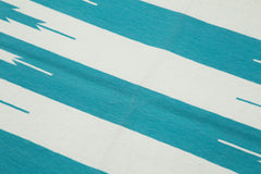 Geometric Duri Turquoise Geometric Cotton Wool Handmade Area Rug 3'5'' x 5'5''