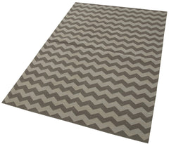 Duri Brown Geometric Cotton Wool Handmade Area Rug 3'6'' x 5'5''