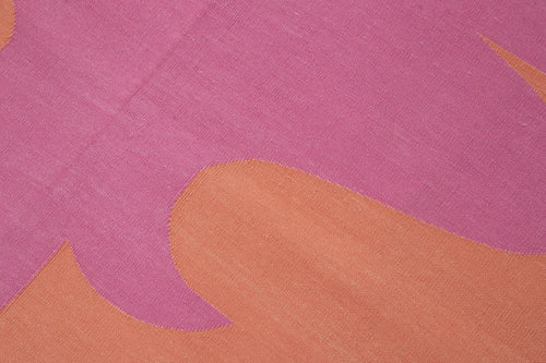 Geometric Duri Pink Geometric Cotton Wool Handmade Area Rug 3'5'' x 5'6''