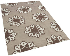 Duri Brown Geometric Cotton Wool Handmade Area Rug 3'10'' x 5'5''