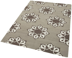 Duri Brown Geometric Cotton Wool Handmade Area Rug 3'10'' x 5'5''