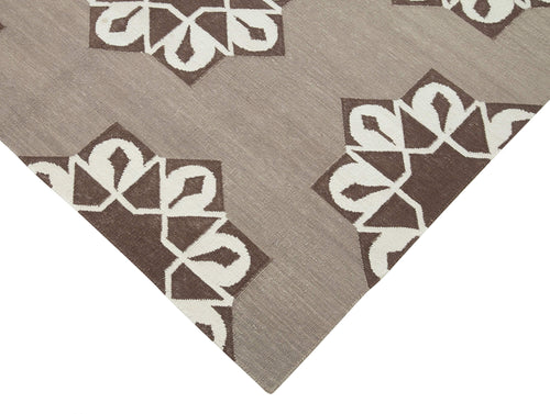Duri Brown Geometric Cotton Wool Handmade Area Rug 3'10'' x 5'5''