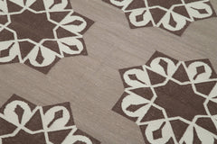 Duri Brown Geometric Cotton Wool Handmade Area Rug 3'10'' x 5'5''
