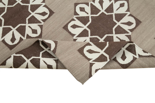 Duri Brown Geometric Cotton Wool Handmade Area Rug 3'10'' x 5'5''