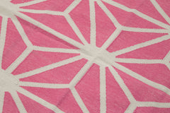 Duri Pink Geometric Cotton Wool Handmade Area Rug 3'7'' x 5'5''
