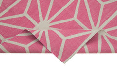 Duri Pink Geometric Cotton Wool Handmade Area Rug 3'7'' x 5'5''