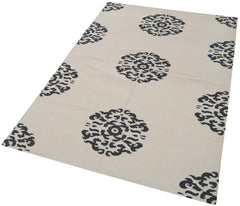 Geometric Duri Cream Geometric Cotton Wool Handmade Area Rug 3'6'' x 5'4''