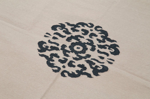 Geometric Duri Cream Geometric Cotton Wool Handmade Area Rug 3'6'' x 5'4''