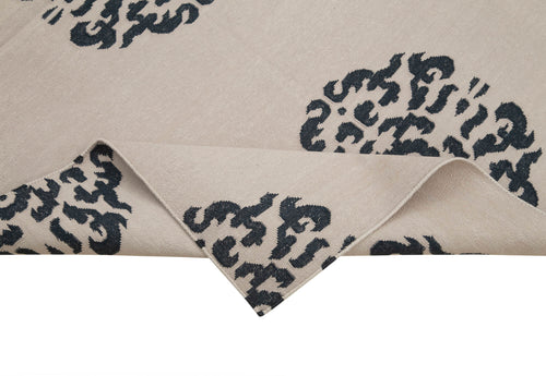 Geometric Duri Cream Geometric Cotton Wool Handmade Area Rug 3'6'' x 5'4''