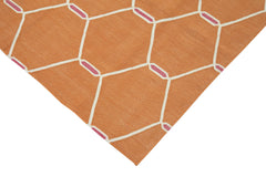 Duri Orange Geometric Cotton Wool Handmade Area Rug 3'6'' x 5'6''