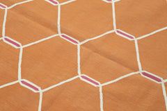 Duri Orange Geometric Cotton Wool Handmade Area Rug 3'6'' x 5'6''