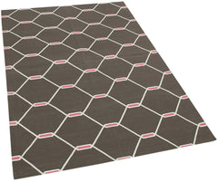 Duri Brown Geometric Cotton Wool Handmade Area Rug 3'7'' x 5'6''