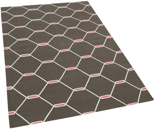 Duri Brown Geometric Cotton Wool Handmade Area Rug 3'7'' x 5'6''