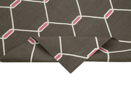 Duri Brown Geometric Cotton Wool Handmade Area Rug 3'7'' x 5'6''