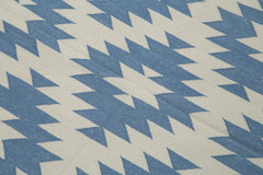Handmade Area Rug – Blue Geometric Cotton Wool Rug, Durable & Soft 3'8''x5'5''
