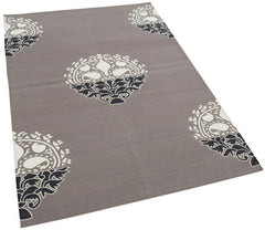 Geometric Duri Grey Geometric Cotton Wool Handmade Area Rug 3'7'' x 5'5''