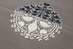 Geometric Duri Grey Geometric Cotton Wool Handmade Area Rug 3'7'' x 5'5''