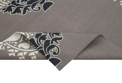 Geometric Duri Grey Geometric Cotton Wool Handmade Area Rug 3'7'' x 5'5''