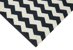 Duri Black White Geometric Cotton Wool Handmade Area Rug 3'7'' x 5'4''