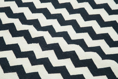 Duri Black White Geometric Cotton Wool Handmade Area Rug 3'7'' x 5'4''