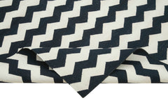 Duri Black White Geometric Cotton Wool Handmade Area Rug 3'7'' x 5'4''