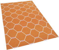 Duri Orange Geometric Cotton Wool Handmade Area Rug 3'5'' x 5'7''