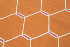 Duri Orange Geometric Cotton Wool Handmade Area Rug 3'5'' x 5'7''