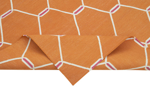 Duri Orange Geometric Cotton Wool Handmade Area Rug 3'5'' x 5'7''