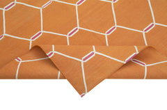 Handmade Area Rug – Orange Geometric Cotton Wool Turkish Vintage Carpet 3'8''x5'7''