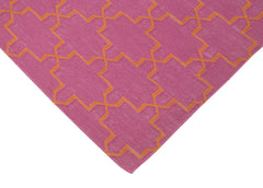 Handmade Area Rug – Pink Geometric Cotton Wool Turkish Wool Carpet 3'9''x5'5''