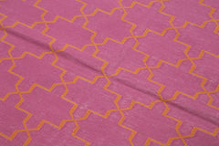 Handmade Area Rug – Pink Geometric Cotton Wool Turkish Wool Carpet 3'9''x5'5''