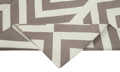 Handmade Area Rug - Brown Geometric Cotton Wool Rug 3'9'' x 5'6'' | Durable Soft Textured